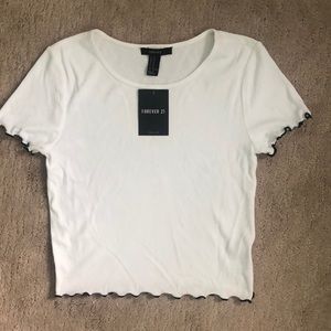 White Crop Top with Black Accents